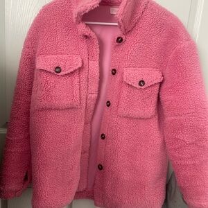 Pink Lily Fuzzy Pink Kids Puffer Jacket